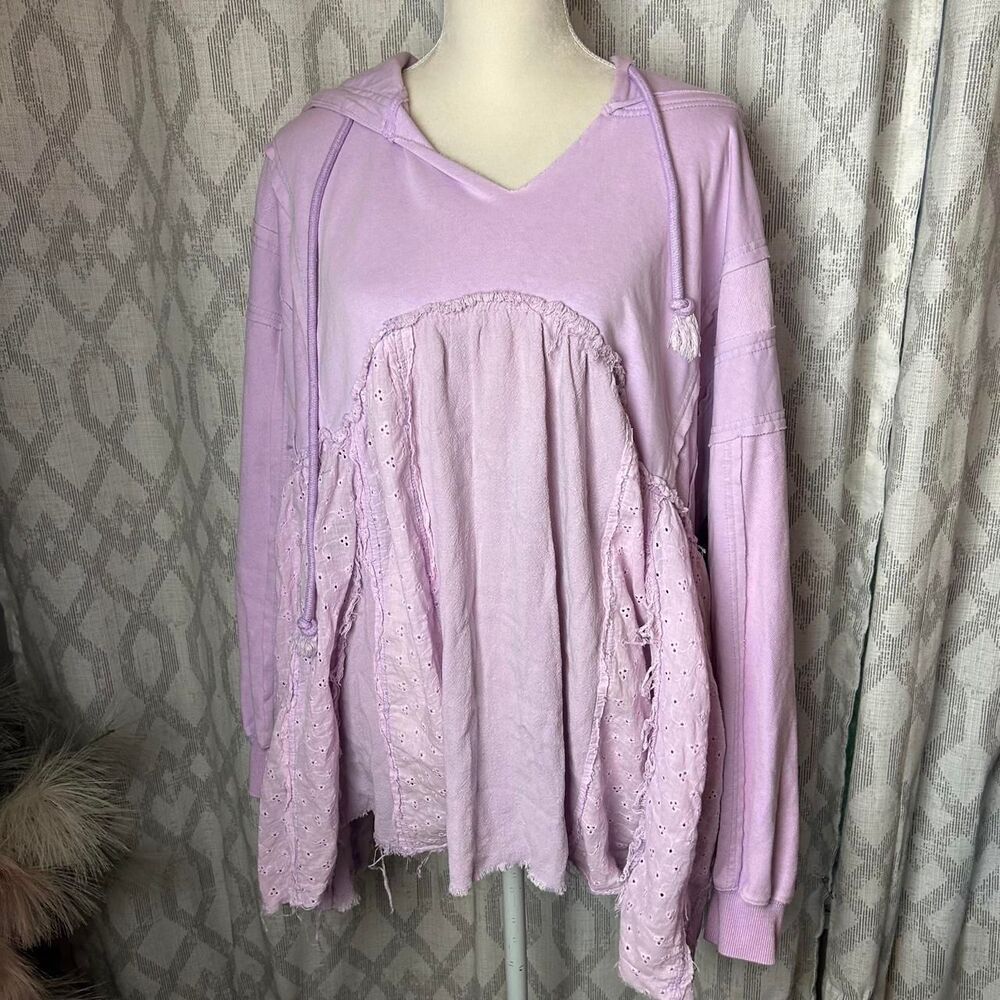 Blue velvet oversized boutique hoodie
